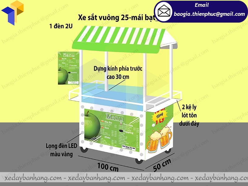 thiết kế tủ trà sữa đẹp giá rẻ