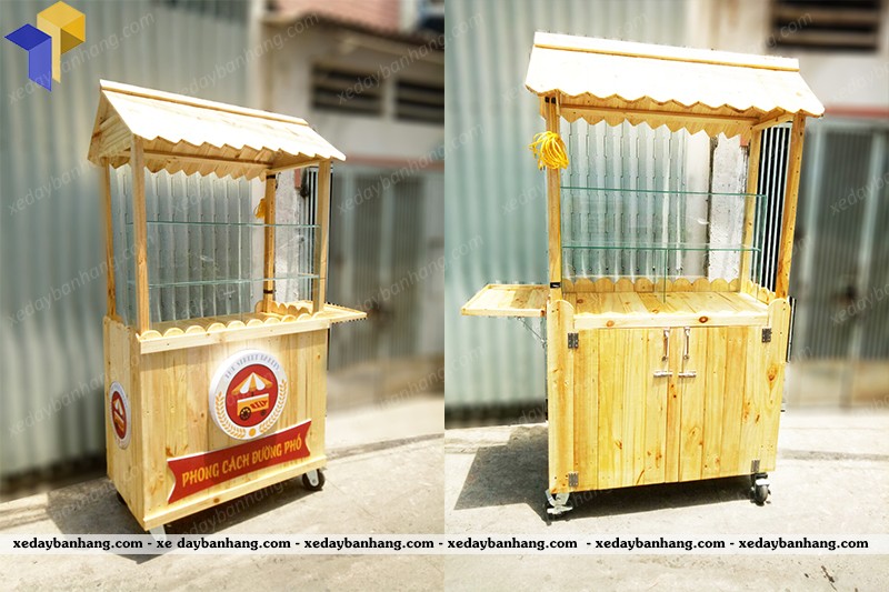 thiết kế xe bánh mì gỗ