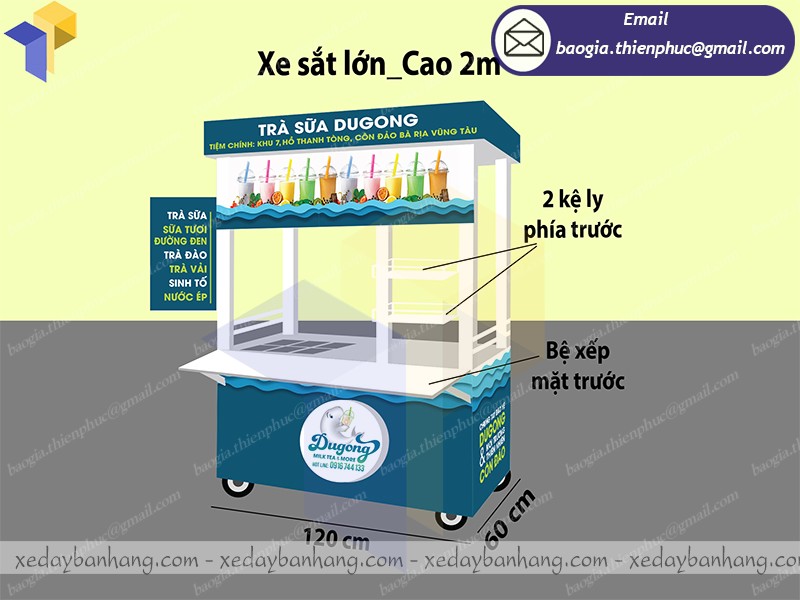 thiết kế xe đẩy trà sữa