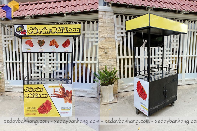 xe đẩy bán gà rán lâm đồng