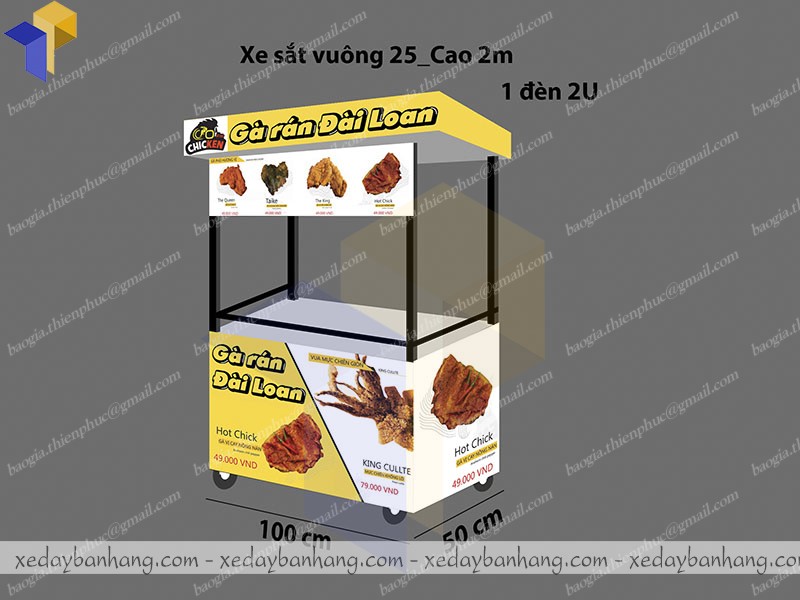 xe đẩy bán gà rán nha trang