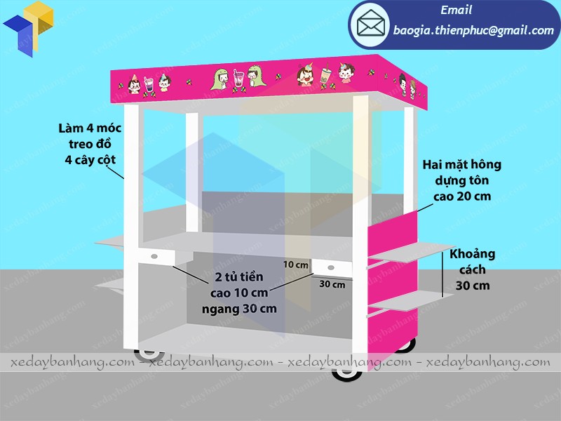 đóng xe bán trà sữa giá rẻ