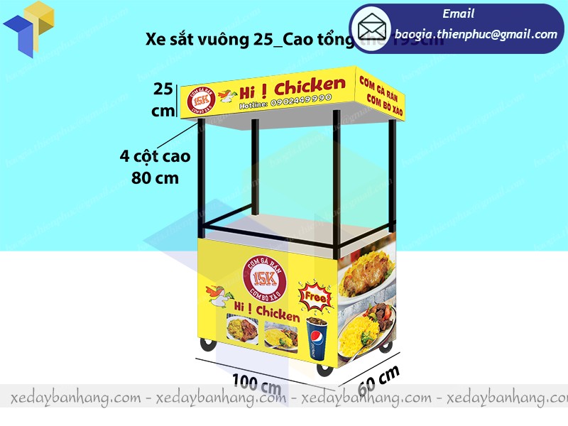 xe đẩy bán gà rán hcm