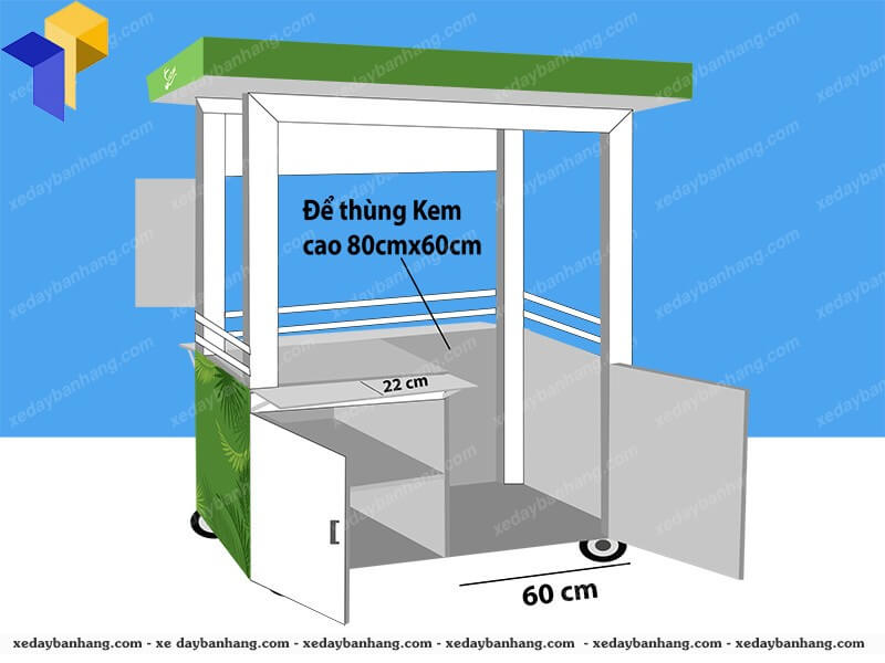 xe đẩy bán kem dừa