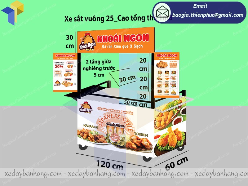 xe đẩy bán gà rán vỉa hè