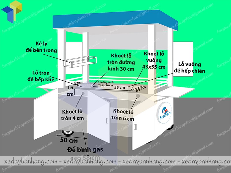 xe đẩy bán hải sản giá rẻ