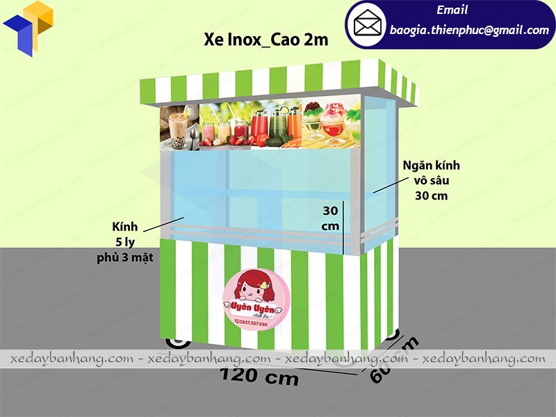 xe inox bán trà sữa