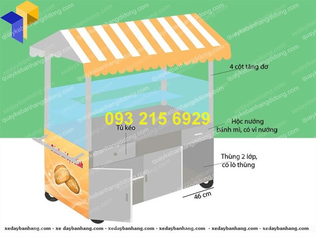 xe inox ban banh mi