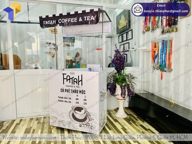 báo giá quầy cà phê di động gấp gọn