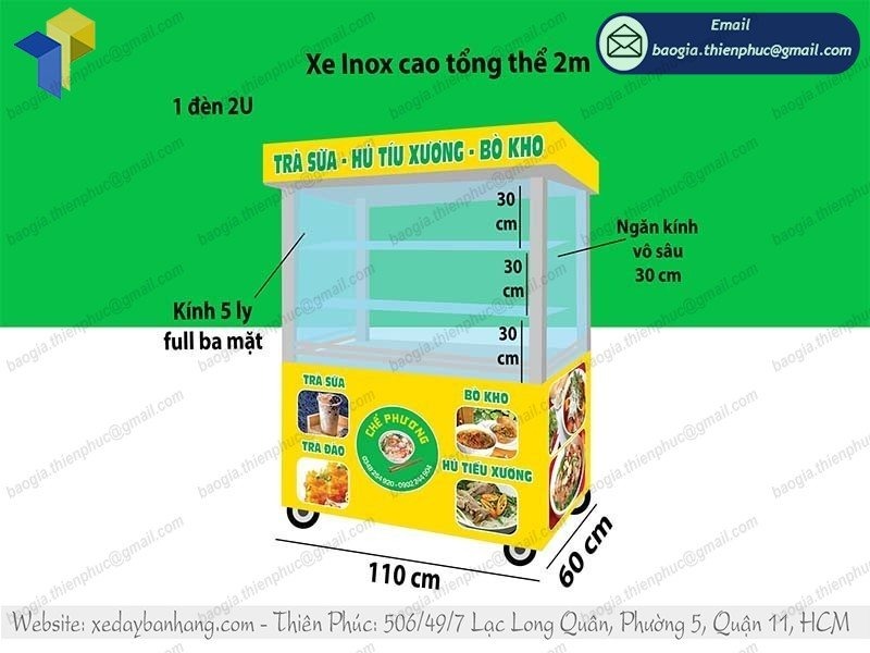báo giá tủ bán hủ tiếu inox