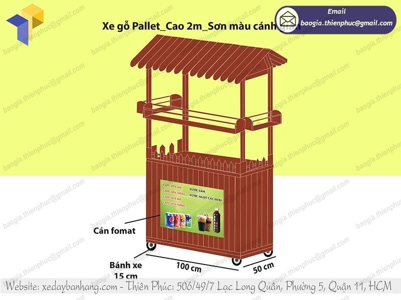 báo giá xe bán cafe take away gỗ