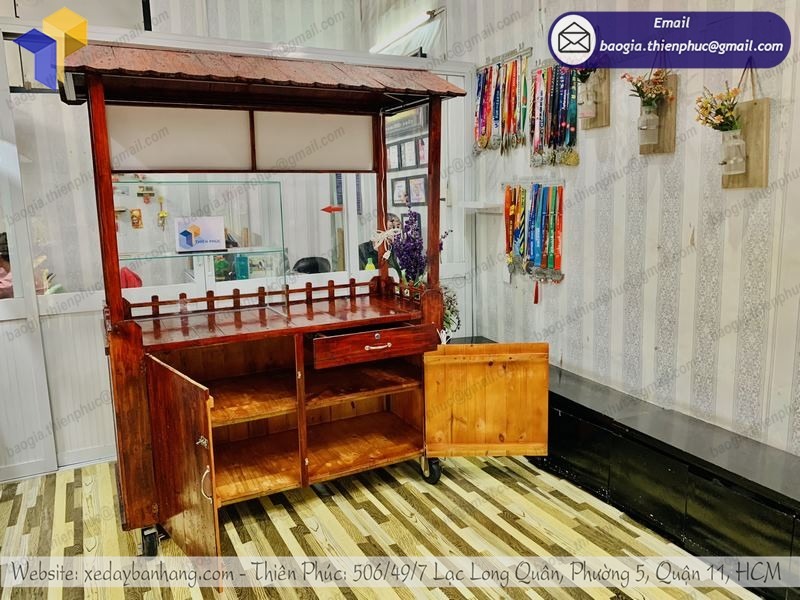 báo giá xe cà phê sáng bằng gỗ
