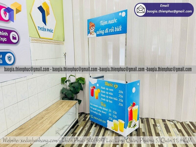 Đặt kệ bán nước ép vỉa hè gấp gọn ngoài trời kiếm thêm thu nhập siêu dễ