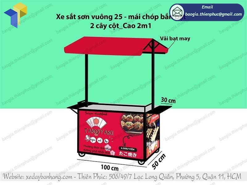 đặt làm xe bán bánh bạch tuộc Takoyaki