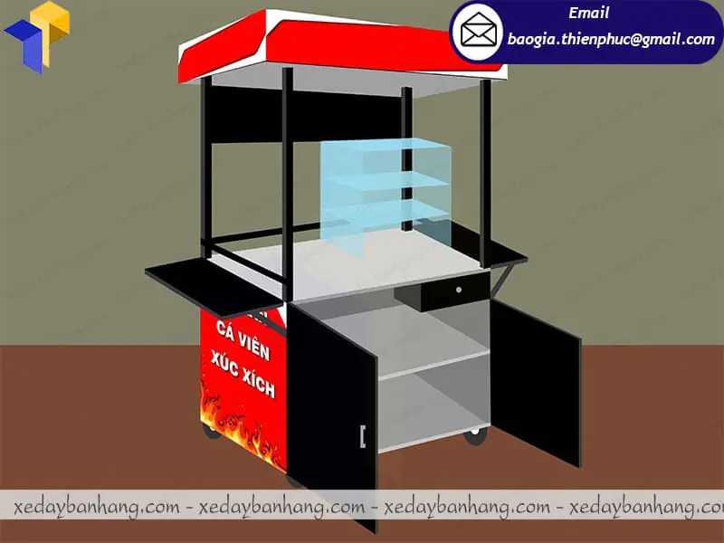 đặt làm xe bán chả cá viên chiên