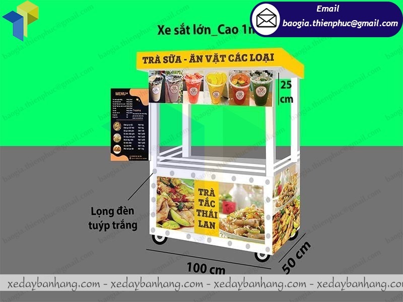 đặt làm xe bán trà sữa bằng inox