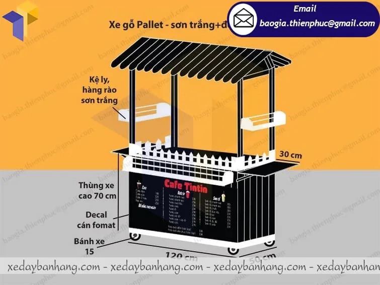 đặt làm xe cafe take away bằng gỗ