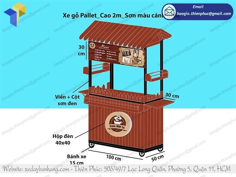đặt làm xe đẩy bán cafe bằng gỗ