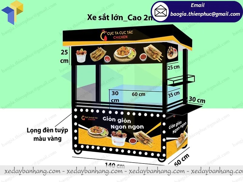 đặt làm xe đẩy bán gà rán vỉa hè