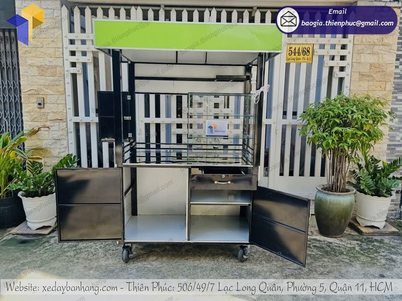 đặt làm xe đẩy bán trà bí đao inox