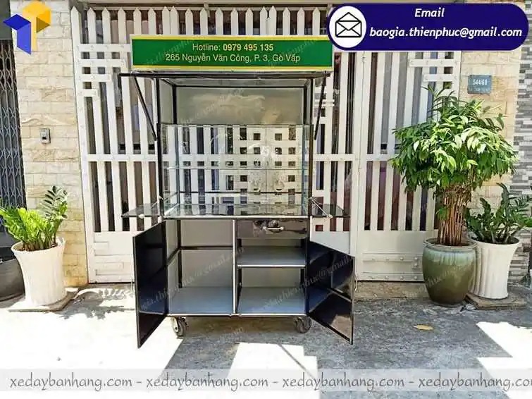 đặt làm xe đẩy inox bán bánh mì