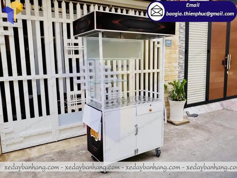 đặt làm xe inox bán cá viên chiên