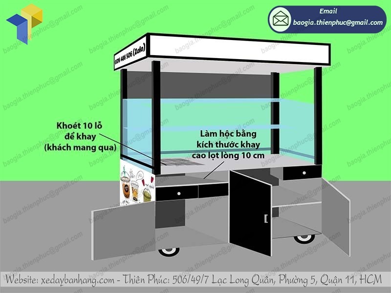 đặt làm xe trà sữa đơn giản