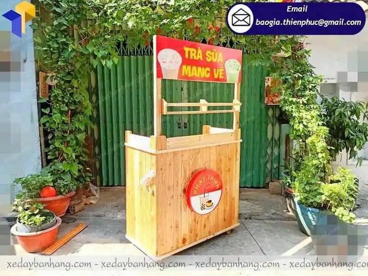 đặt làm xe trà sữa gỗ