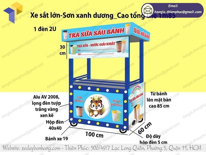 đặt làm xe trà sữa inox