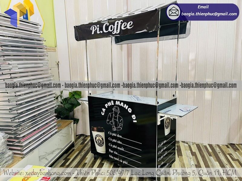 Đặt xe bán cafe hàng rong lắp ráp mang đi rẻ in logo riêng xây dựng thương hiệu cá nhân