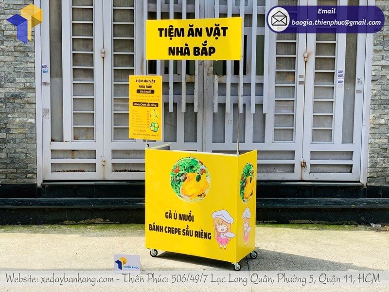 Địa chỉ mua quầy bán đồ ăn vặt xếp gọn giá rẻ tùy chọn, phụ kiện đi kèm