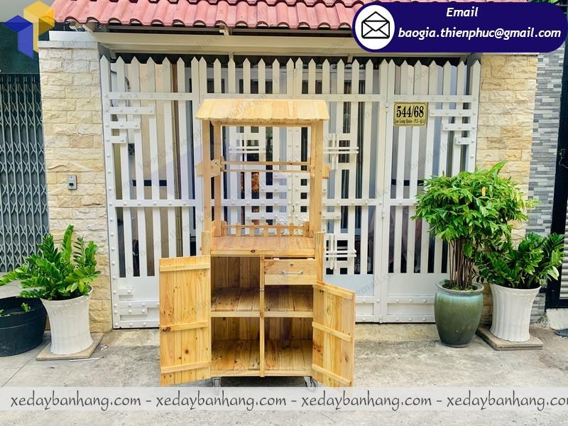 xe gỗ bán cà phê take away lưu động