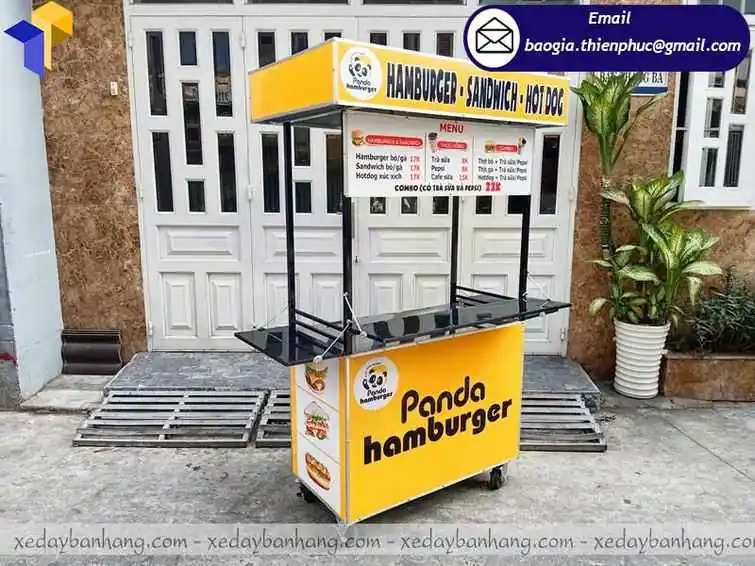 gia công tủ bán bánh mì hamburger inox