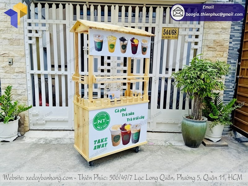 gia công tủ cafe mang đi bằng gỗ