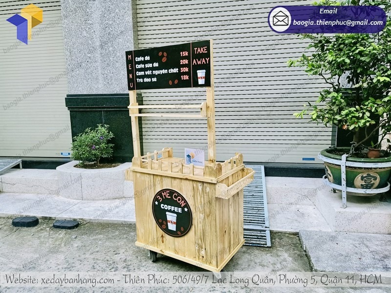 gia công tủ cafe take away bằng gỗ
