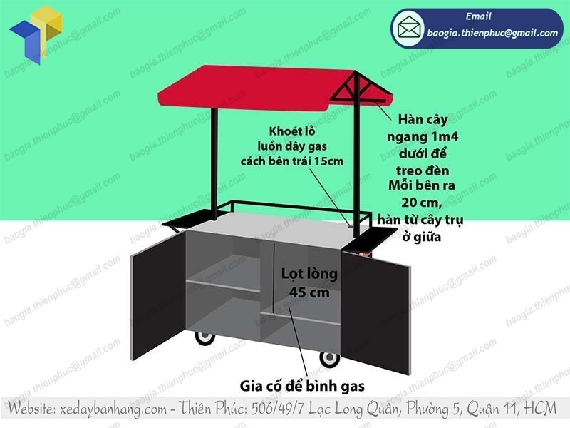 gia công xe bán bánh bạch tuộc Takoyaki