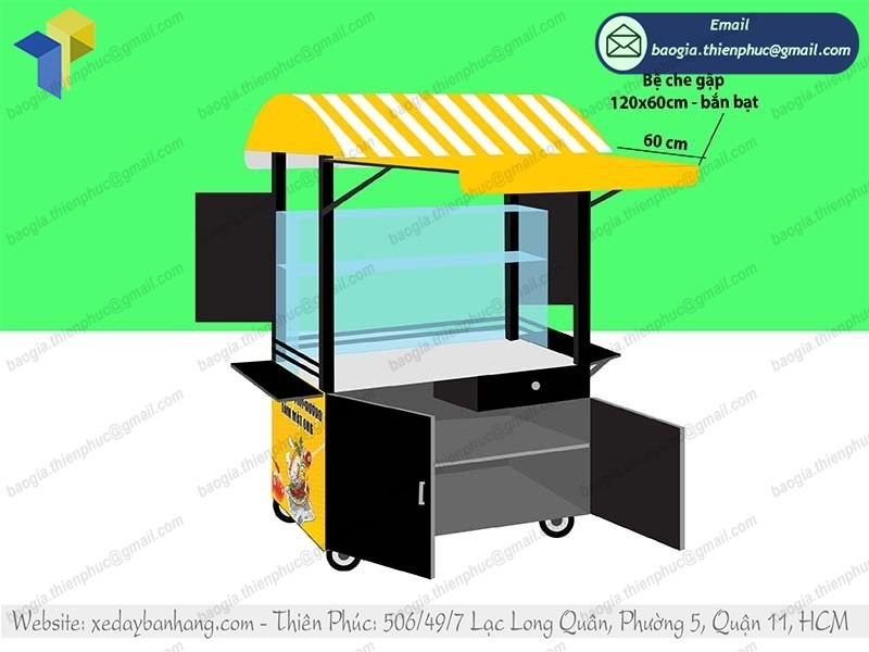 gia công xe bán bánh mì có lò nướng