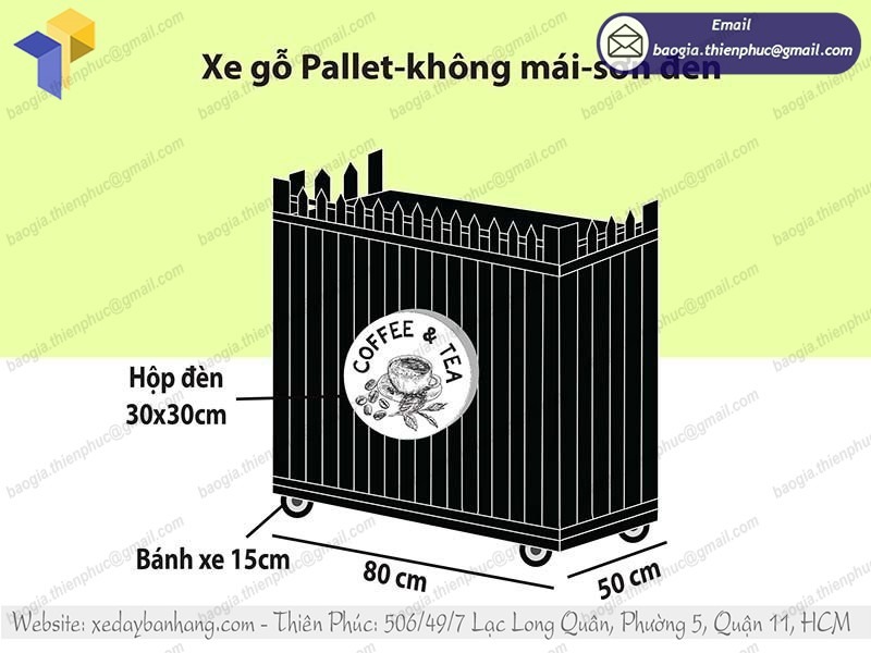 gia công xe bán cà phê gỗ