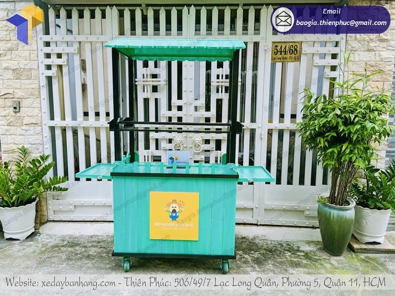 gia công xe bán cafe bằng gỗ