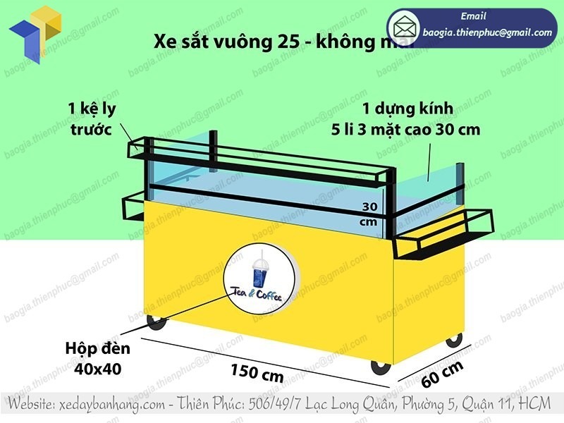 gia công xe bán cafe bằng inox