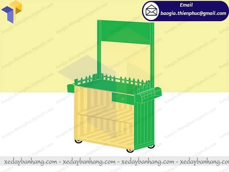 gia công xe bán trà bí đao bằng gỗ