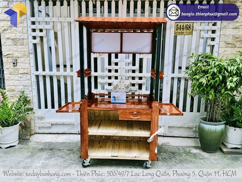 gia công xe bán trà sữa gỗ giá rẻ