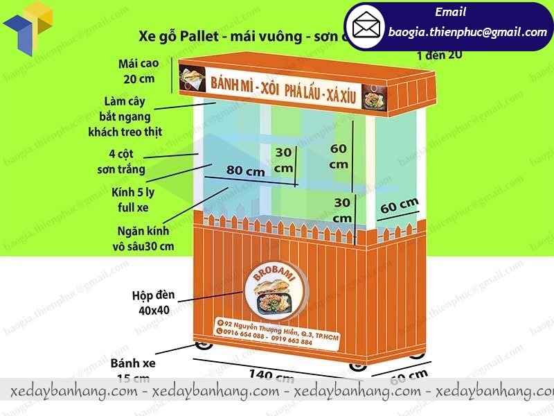gia công xe bán xôi bánh mì vỉa hè