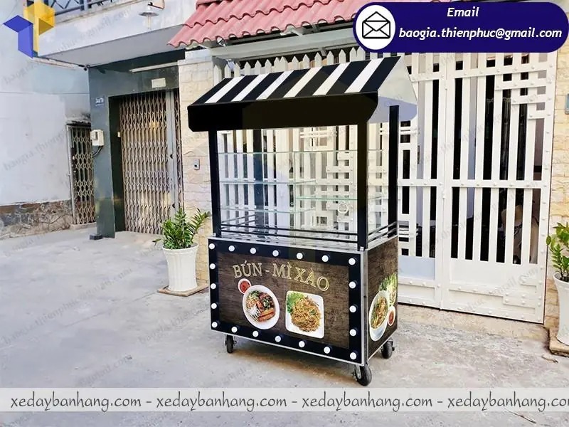 gia công xe đẩy bán bún thịt nướng