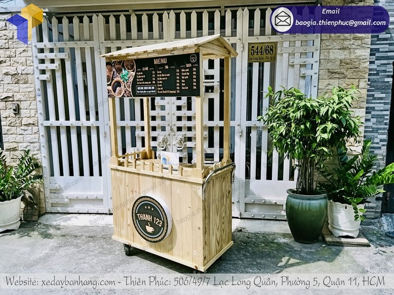 gia công xe đẩy bán cafe take away