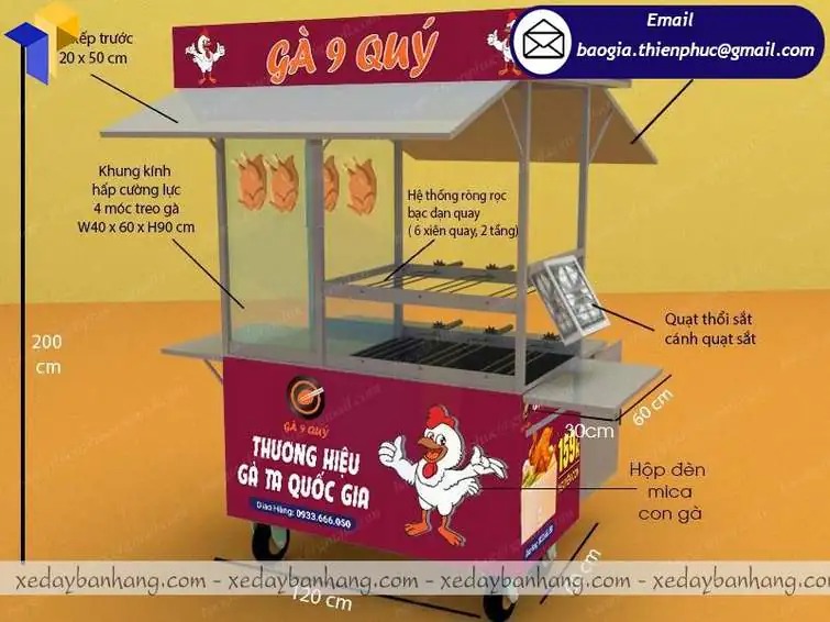 gia công xe inox bán gà rán