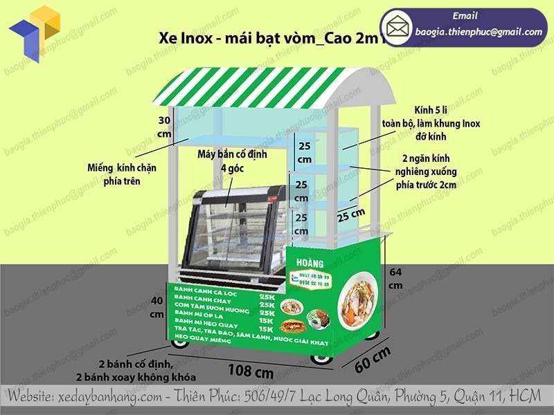 hình ảnh quầy bán bún phở inox
