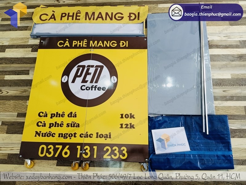 hình ảnh xe bán cà phê pha máy