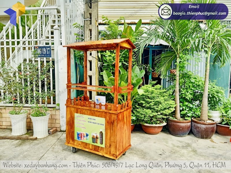hình ảnh xe bán cafe take away gỗ