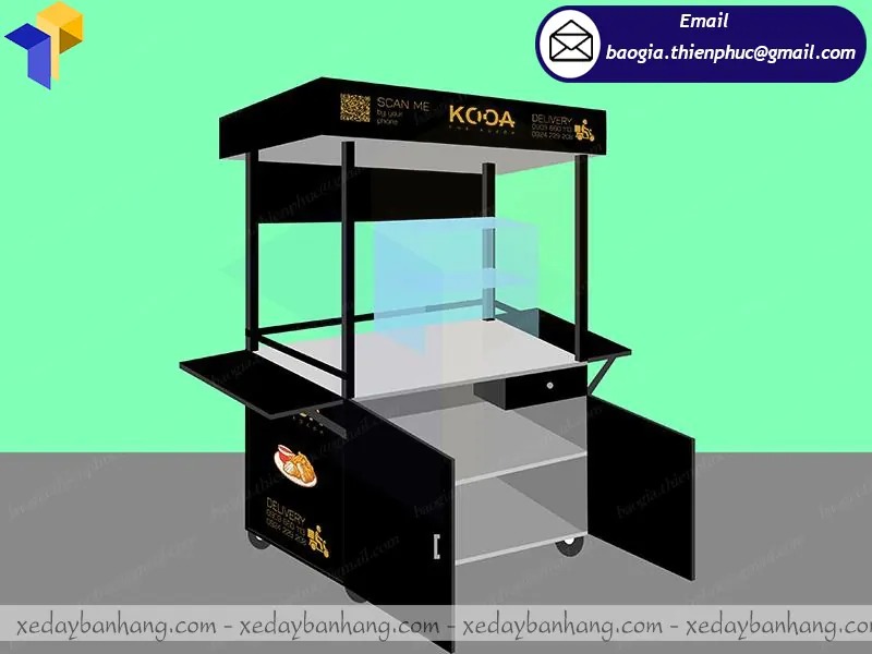 hình ảnh xe bán gà rán bằng inox
